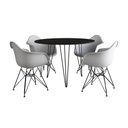 Ver imagem 2 de Mesa Jantar Redonda 90cm Preta Clips 3 Pés com 4 Poltronas Eiffel Eames Daw Brancas Ferro Preto