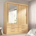 Ver imagem 2 de Guarda-Roupa Solteiro 2 Portas 6 Gavetas com Espelho Capri