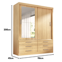 Ver imagem 4 de Guarda-Roupa Solteiro 2 Portas 6 Gavetas com Espelho Capri