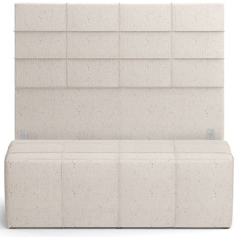 Kit Cabeceira Cama Box King 195cm com Calçadeira Roma W01 Linho Cru - Lyam Lyam Decor