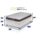Ver imagem 2 de Conjunto Box Baú Branco Mali Bege Molas Ensacadas Solteiro 88x188x77 - King House