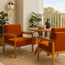 Ver imagem 1 de Kit 2 Poltronas Yasmin para Sala de Estar ou Recepção Madeira Maciça em Linho Premium:terracota