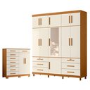 Ver imagem 1 de Guarda Roupa Casal Triton Plus 11 Portas com Espelho e Cômoda Verona Cinamomo Off White - Móveis Alb