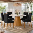 Ver imagem 2 de Conjunto Sala de Jantar Mesa Isis 135x135 6 Cadeiras Anitta 2024 Ype/off White/veludo Preto