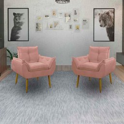 Kit 2 Poltrona Decorativa Sala de Estar Escritório Quarto Prime Cor: Rosa - 5