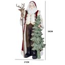 Ver imagem 3 de Escultura Papai Noel com Cajado de Rena e Arvore Verde 50cm