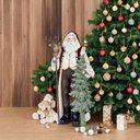 Ver imagem 2 de Escultura Papai Noel com Cajado de Rena e Arvore Verde 50cm