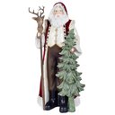 Ver imagem 1 de Escultura Papai Noel com Cajado de Rena e Arvore Verde 50cm