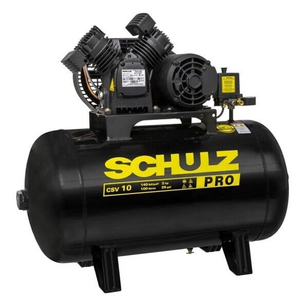 Compressor Schulz Csv10/100 Pro 100 Lts 2 Cv Trifásico Ip21 220/380 140 Lbs 1900 Rpm - 1