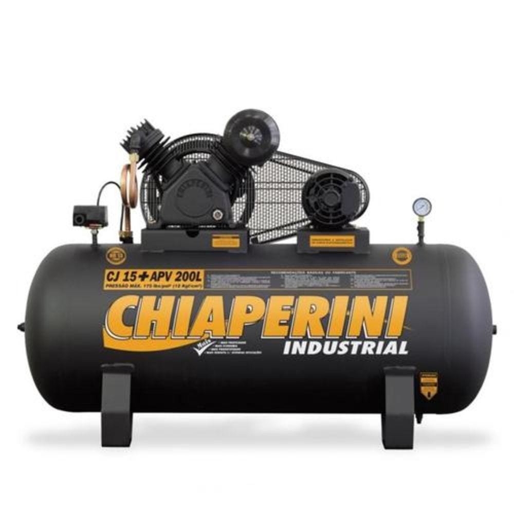 Compressor de ar alta pressão 15 pés 200 litros monofásico - CJ 15+ APV 200L - Chiaperini