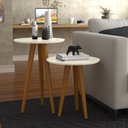 Ver imagem 2 de Conjunto de Mesinhas de Canto Retro Pés de Madeira: Off White