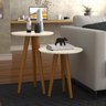 Conjunto de Mesinhas de Canto Retro Pés de Madeira: Off White - 2