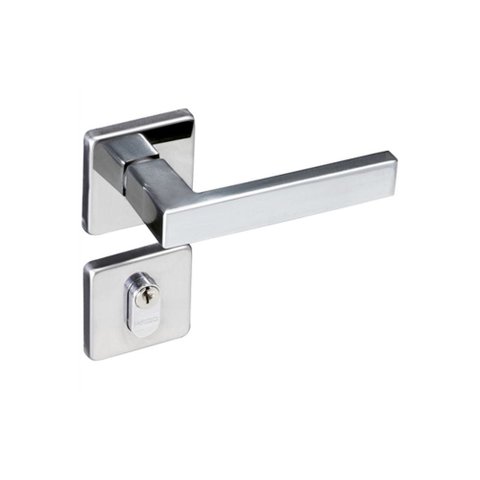 Fechadura Externa Com Roseta Quadrada Concept Cromada