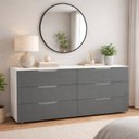 Ver imagem 1 de Cômoda para Quarto 6 Gavetas 150cm Madri Cinza/Branco