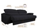 Ver imagem 4 de Sofá Leon 2,30m com Molas Retrátil Reclinável Velosuede - Netsofas - Preto