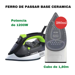Ferro Passar Roupa a Vapor BlackDecker Base Cerâmica Eletrico 110/127V 1200w Fx2700 - Voltagem 110/1 - 6