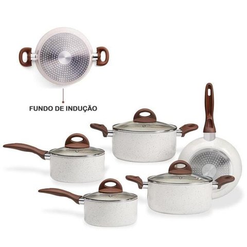 Jogo de Panelas Brinox Granada 5pçs Revestimento Cerâmico com Indução Vanilla 4774/101