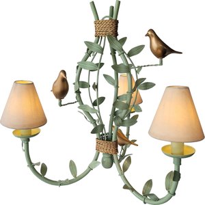 Lustre Decorativo de Teto com Pássaros Porcelana e Cúpulas