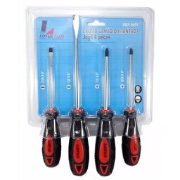 Kit Jogo Chave Fenda e Philips Cromo Vanadio Imantada 4 Pçs - 1