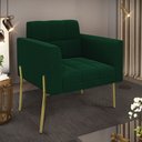 Ver imagem 2 de Poltrona Sala de Estar Pé de Ferro Dourado Elisa Bouclê Verde D03 - D'Rossi