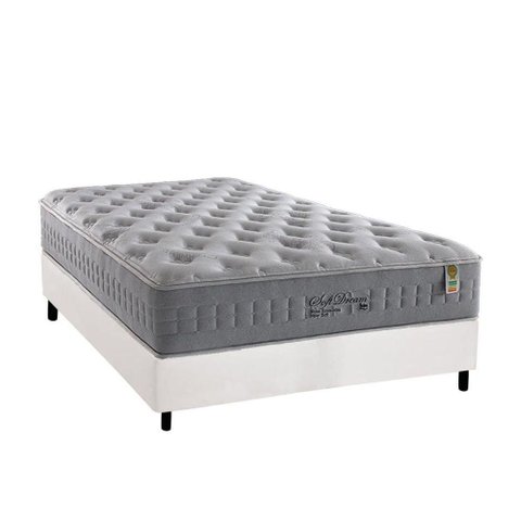 Cama Box Casal: Colchão Molas MasterPocket Ensacadas Anjos Soft Dream + Base CRC Courano Branco(