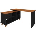 Ver imagem 3 de Mesa para Escritório Home Office Escrivaninha Gold A02 Freijó Preto - Lyam Decor