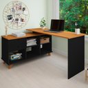 Ver imagem 2 de Mesa para Escritório Home Office Escrivaninha Gold A02 Freijó Preto - Lyam Decor