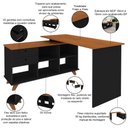 Ver imagem 4 de Mesa para Escritório Home Office Escrivaninha Gold A02 Freijó Preto - Lyam Decor