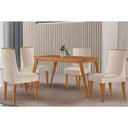 Ver imagem 1 de Conjunto: Mesa Sala Jantar Havana Tampo Curvo 120cm+4 Cadeiras Dakota Madeira Naturale - Capuccino/