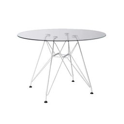 Mesa Eiffel Redonda 110cm Tampo De Vidro Com Base De Ferro Branco - 1