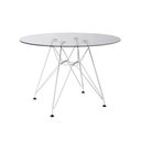 Ver imagem 1 de Mesa Eiffel Redonda 110cm Tampo De Vidro Com Base De Ferro Branco
