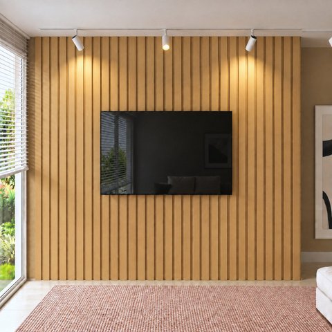 Painel para TV até 115 Polegadas Ripado MDF 270CMX300CM Moldufama Castanho