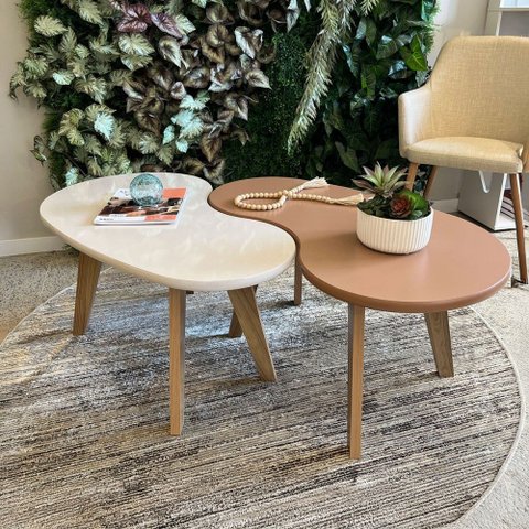 Mesa de Centro Flora 100% Mdf Terracota/off White - Pnr Móveis
