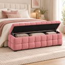 Ver imagem 1 de Recamier Baú Cama Queen 193cm Banco Puf Estofado Bouclé Boss:Rosa/Bouclé
