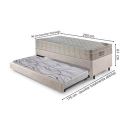 Bicama Box Solteiro Linho 96x203x28 cm com Colchão Airtech Ortobom Molas Ensacadas - 2