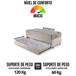 Bicama Box Solteiro Linho 96x203x28 cm com Colchão Airtech Ortobom Molas Ensacadas - 6