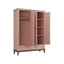 Ver imagem 4 de Guarda Roupa Solteiro Madeira Maciça Rústico 4 Portas 2 Gavetas Rosa - Apaixone & Decore