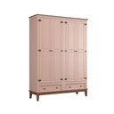 Ver imagem 1 de Guarda Roupa Solteiro Madeira Maciça Rústico 4 Portas 2 Gavetas Rosa - Apaixone & Decore