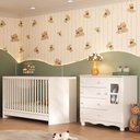 Ver imagem 2 de Berço 3 em 1 com Colchão Incluso e Cômoda 1 Porta 4 Gavetas Luna Multimóveis Mp4754 Branco