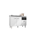Ver imagem 1 de Balcão Gabinete para Cozinha Gabriela 120cm 3 Portas 1 Gaveta:branco/preto