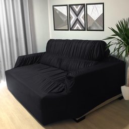 Capa Sofá Retrátil 3 Lugares 2,30 X 1,10metros Elasticada 100% Poliéster Preto - 3