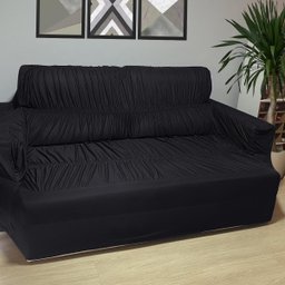 Capa Sofá Retrátil 3 Lugares 2,30 X 1,10metros Elasticada 100% Poliéster Preto - 4