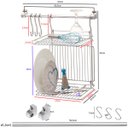 Ver imagem 2 de Escorredor Duplo Louças Pratos Suspenso + Barra com 3 Ganchos