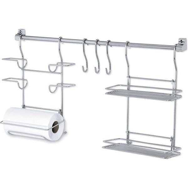 Kit Cozinha Suspensa Porta Rolos Prateleira Dupla Temperos - 1