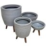 Kit 4 Vasos para Plantas Decoração com Tripé Madeira Cinza - 3