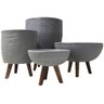 Kit 4 Vasos para Plantas Decoração com Tripé Madeira Cinza - 2