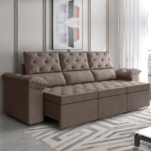 Sofá Retrátil York 3 Lugares 2,10m Suede