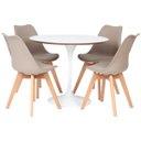 Ver imagem 1 de Conjunto Mesa Saarinen Branca 90cm e 4 Cadeiras Leda Fendi
