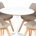 Ver imagem 2 de Conjunto Mesa Saarinen Branca 90cm e 4 Cadeiras Leda Fendi