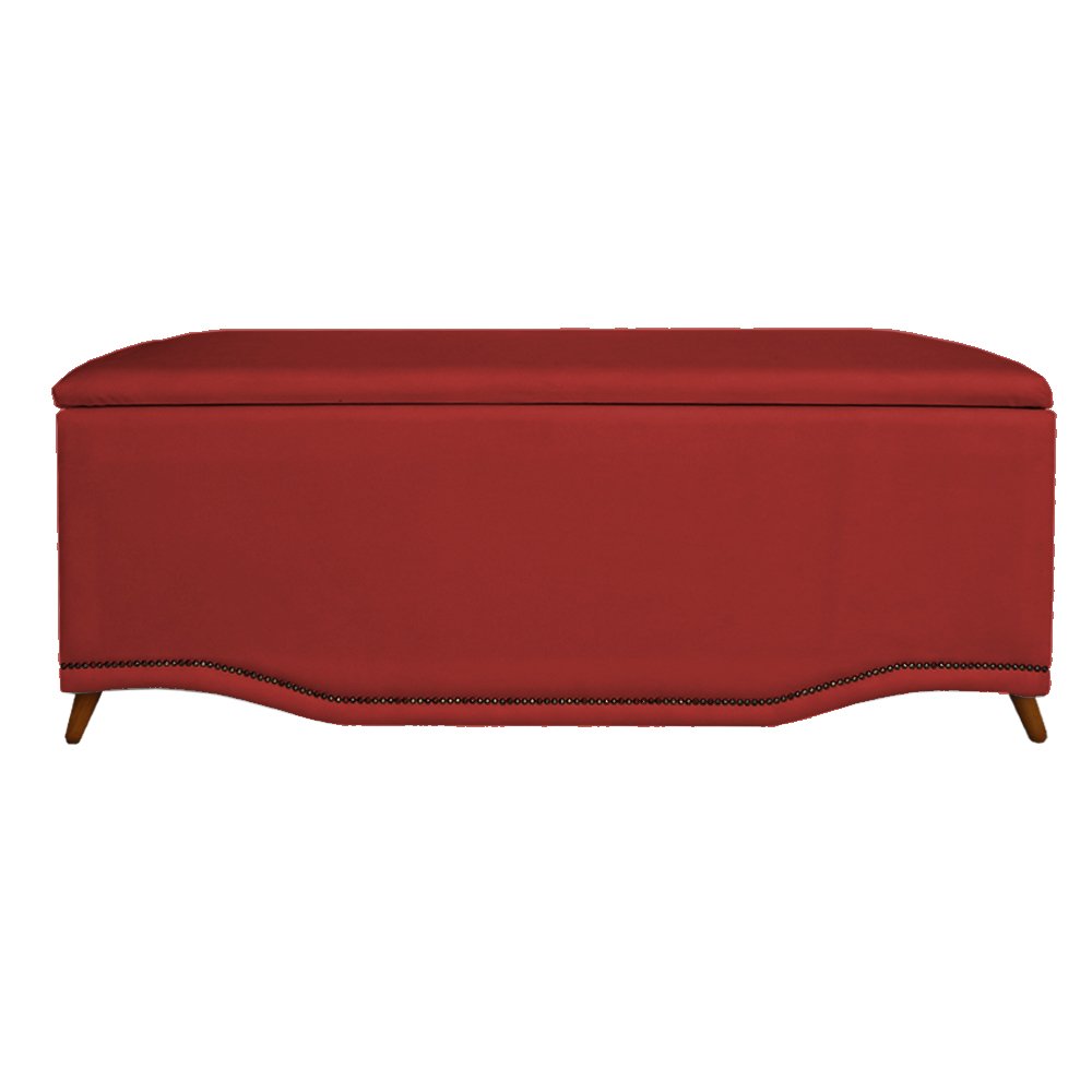 Calçadeira Recamier Baú Solteiro 90cm Greta Suede Vermelho - DS Estofados - 1